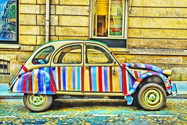 Photograph Mitchell Funk Color Car Paris on One Eyeland